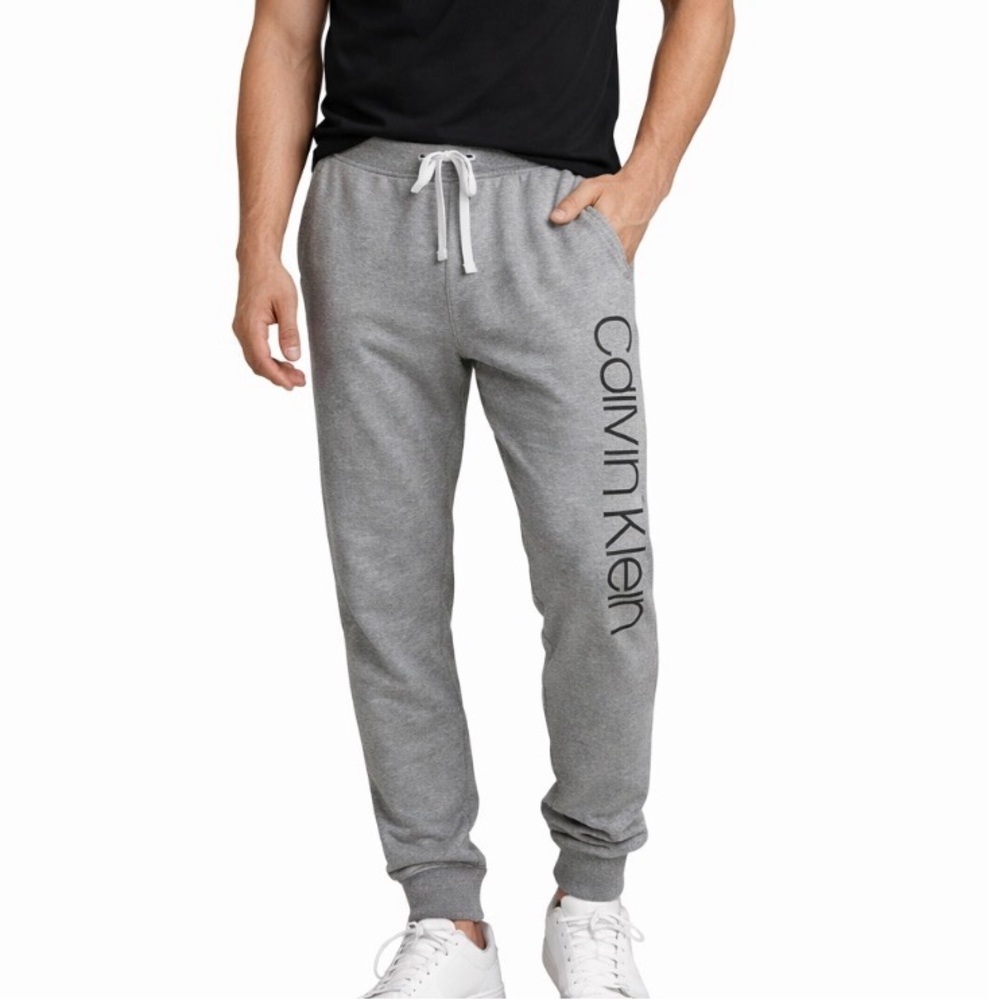 Calvin Klein jogger spell out elastic waist ankle gray sleep wear SZ MD